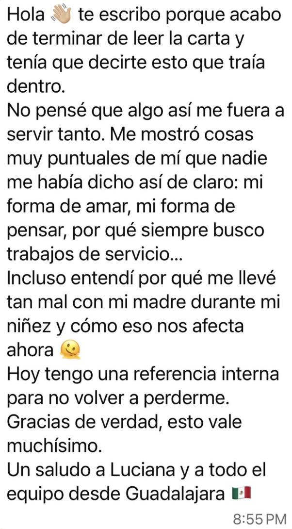 Mensaje real de una clienta sobre su Carta Astral (2)