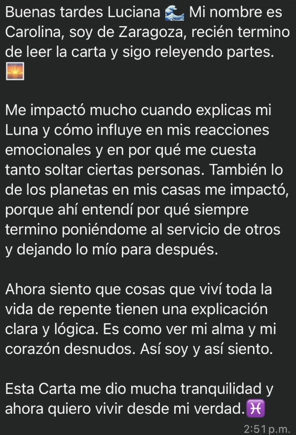 Mensaje real de una clienta sobre su Carta Astral (4)